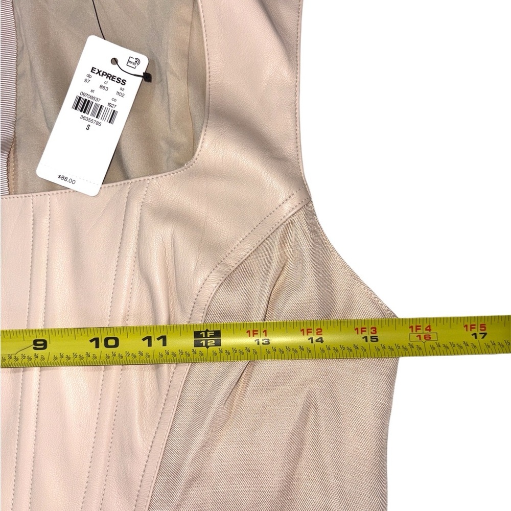 NWT Express Faux Leather Linen Blend Square Neck Cropped Corset Tank Size Small - Picture 5 of 10